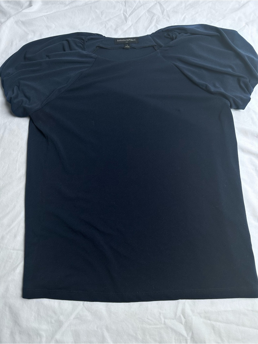 Banana Republic Navy Short-Sleeve women’s soft Shirt with Puff Detail